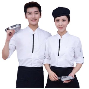 Chef Uniform Long Sleeve White Cotton Workwear For Restaurant Kitchen Men Women Autumn Winter - Product Image 5