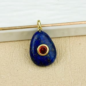 Ciondolo a Goccia in Pietra Preziosa 12x16mm con Micro Pavé di Zirconi, Pietra di Luna Naturale e Quarzo Rosa, Regalo Unico - Product Image 5