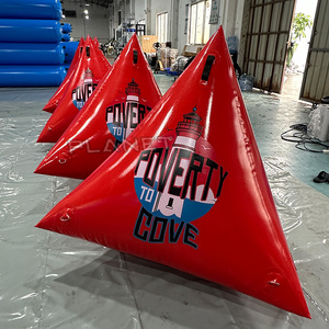 Marqueur triangulaire gonflable en PVC personnalisé pour événements aquatiques, flotteur de <span class=keywords><strong>triathlon</strong></span> jaune pour marquages de course - Product Image 5