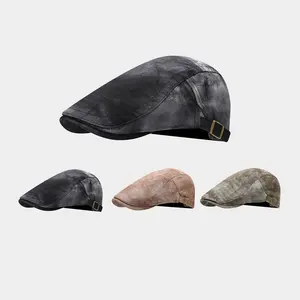 Casquette plate en coton tie-dye style vintage britannique pour femmes et hommes, chapeau décontracté d'extérieur, protection solaire, béret - Product Image 2