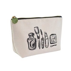 Pochette de voyage en toile de coton promotionnelle, pochette à fermeture éclair pour maquillage, sacs cosmétiques personnalisés, sacs écologiques personnalisés - Product Image 2