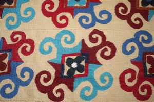 Traditional Embroidered Cotton Linen Throw <b>Blanket</b> With Colorful Geometric Pattern Home Decor All Season Use - Product Image 3