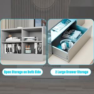 批发高光简约木制中心茶几带储物发光二极管RGB灯2抽屉储物开放式搁板 - Product Image 2