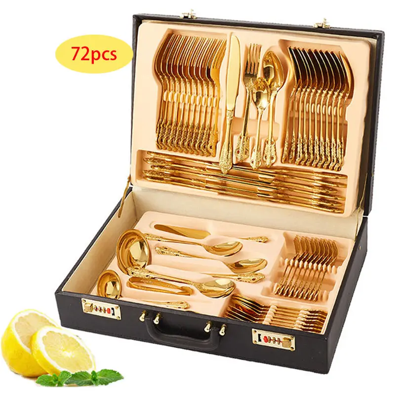 12 Personen Service Palace Style Bestecks ets Farbiges Gold besteck Edelstahl 72 Stück Besteckset mit Geschenk box