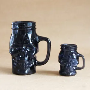 Black Skull Bottle conta-gotas de vidro cera branca 100% natural vela de dia das bruxas