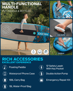 กระดานยืนพายแบบเป่าลมรุ่นใหม่ PF ออกแบบใหม่ OEM ผลิตตามสั่ง สำหรับกีฬาทางน้ำ ขนาด 11'6"x34"x6'' สำหรับเล่นเซิร์ฟ ตกปลา และพายเรือ รุ่น HI05/4 Ne - Product Image 6