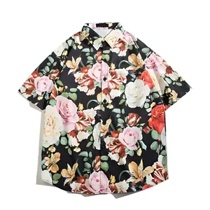 Hoge Kwaliteit Heren Bloemenprint Hawaiiaanse Shirts Casual Stijl Mannen Kleding Strand Shirts