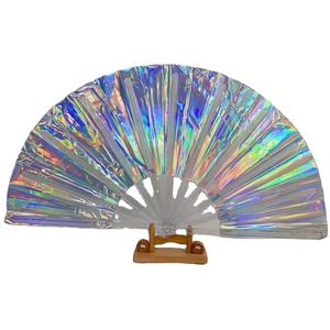 2024 nouveau Kung Fu pliant ventilateur artisanat cadeaux scène Performance danse fête photographie accessoires ventilateur Pvc Laser <span class=keywords><strong>Film</strong></span> ventilateur - Product Image 4