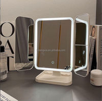 Nouveaux outils cosmétiques Led bureau avec lumière remplissage miroir Portable coiffeuse miroir coquille miroir cadeau pour les femmes