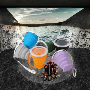 <strong>Collapsible</strong> Silicone Folding Water <strong>Cup</strong> Travel <strong>Cup</strong> Folding Camping <strong>Cup</strong> With Lids - Product Image 2