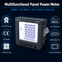 Medidor de Energía Trifásico EastSong ES96ZY Clase 0.5S con Certificación CE, Pantalla LCD de 96x96mm, RS485 Modbus, 4 Cuadrantes, 2DI, Protección IP65, 6A