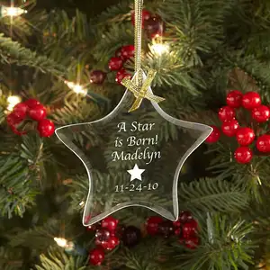 Ornamenti di cristallo con logo personalizzato ornamento di decorazione natalizia in vetro per albero di natale