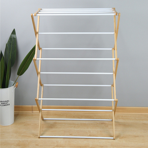 YIKAI Giá Phơi Quần Áo Bằng Gỗ Tre + Kim Loại Gấp Gọn Tiết Kiệm Không Gian Gia Đình - Product Image 5