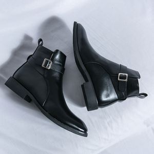 Bottes Martin montantes IStapromo Gifts, Bottes courtes pointues tendance, Bottes Chelsea, Bottes en cuir zippées pour hommes - Product Image 6