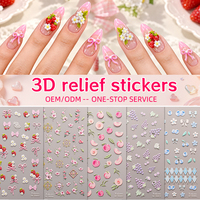 Acanthus Carving Nail Art 5D Embossed Black White Leaf Lace Stereoscopic Flower Butterfly Back Glue Nail Decals Decoration DIY.