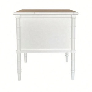 NH1286 Italian Cabinet Antique Living Room Furniture Wooden <strong>Bedside</strong> Carved <strong>Bamboo</strong> White <strong>Table</strong> With 2 Drawers Nightstand Cabinet - Product Image 6