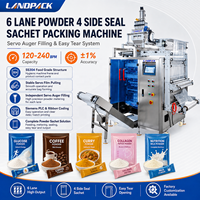 Machine d'emballage de sachets à scellage latéral multi-pistes 6 voies pour aliments fins, cacao, épices, nutriments, glucose, café instantané, lait en poudre