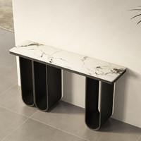 Table console en métal moderne italienne avec plateau en pierre pour hall d'hôtel, entrée, couloir, villa, salon, design moderne, décoration de luxe
