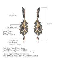 Derabian — ensemble de bijoux en Quartz fumé naturel, en argent Sterling 925, collier, boucles d'oreilles