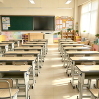 Offre Spéciale – Bureau Double Moderne Robuste pour Étudiants, Ergonomique, Hauteur Réglable, Plateau en MDF, Cadre en Acier – Vente en Gros pour Écoles Mondiales