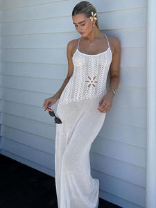 <span class=keywords><strong>Pull</strong></span> en maille décontracté d'été, style européen <span class=keywords><strong>et</strong></span> américain, uni, tendance, sexy, dos nu, col en V, bretelles spaghetti, ajouré - Product Image 3