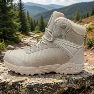 DSF49 AS33 Mesh Tactical <b>Boot</b> Light Gray Breathable Outdoor All Seasons High Top <b>Hiking</b> Shoe - Product Image 5