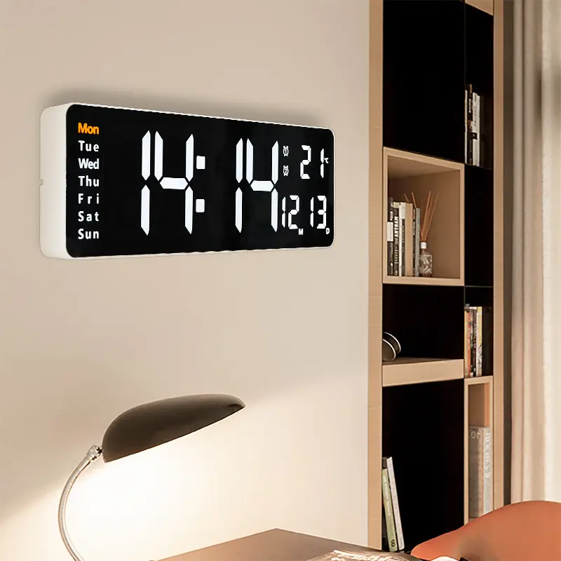 Оптовая продажа, домашний офисный ночник, умный календарь, USB, перезаряжаемый, голосовой, активируемый электронный светодиодный цифровой будильник, настенные часы