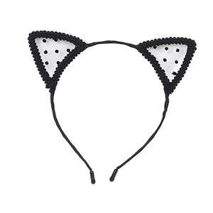 Lace Cat Ear Headband Black Red Mesh Bunny Ears Hair Accessory For Women Girls Party Costume Makeup Use - Product Image 5