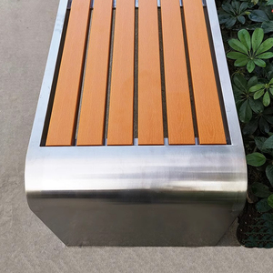 Asiento Largo de Aluminio Fundido y Madera Plástica Reciclada para Parques Públicos, Muebles de Exterior, Asientos para Jardín, Patio, Silla - Product Image 4
