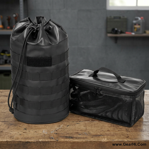 Sac utilitaire MOLLE à cordon de serrage en nylon enduit PU, sac de rangement étanche pour équipement, porte-composants en maille, rangement d'accessoires robuste, tactique - Product Image 3
