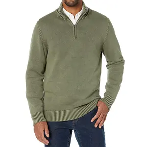 Men Quarter Zip Pullover For Men Classic Ribbed Turtleneck Sweater