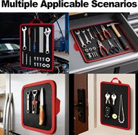 Tapis magnétique flexible antidérapant télescopique pour outils, en ABS, pour garage et réparation automobile (rouge et noir)