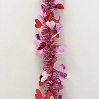 Guirlande de paillettes pour la Saint-Valentin, guirlande de paillettes en forme de cœur pour la décoration du cheminée et de l'arbre, guirlande de paillettes fines et brillantes pour les escaliers et les rampes de la Saint-Valentin