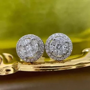 Designer Stud Earring Most Popular Luxury Wedding Earring Fashion Big Diamond 18K Solid Gold Stud Earrings