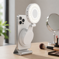 Anneau lumineux LED magnétique pliable avec miroir de maquillage de poche et lumière d'appoint rechargeable pour téléphone, idéal pour la photographie de beauté