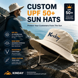 Chapeau Bob Unisexe Personnalisé OEM UPF 50+ à Large Bord, Respirant, en Coton, avec Sangle Mentonnière, Idéal pour la Pêche, la Randonnée et les Fêtes en Extérieur, Brodé - Product Image 1