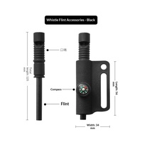 Outil de survie multifonction EDC : Allume-feu en magnésium, allume-feu à silex, boussole, sifflet avec étui K pour activités de plein air