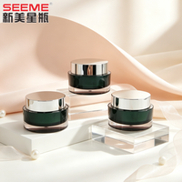 Pots en plastique acrylique de luxe 0,5 oz/1 oz avec couvercle à vis argenté pour usage cosmétique (crème contour des yeux et sérum de soin de la peau)