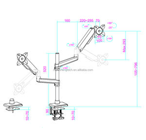 Soporte de extensión de montaje de escritorio con brazo de <span class=keywords><strong>monitor</strong></span> dual de 17-38 <span class=keywords><strong>pulgadas</strong></span> poste blanco Extra largo Escritorio de pie ultra ancho de 38 <span class=keywords><strong>pulgadas</strong></span> en stock - Product Image 2