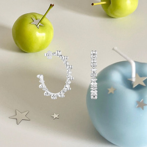 Pendientes de Oso Abstractos de Joyería Fina Touses, Metal Mate y Pulido con Incrustaciones de Circonita Pequeña, Decoración Minimalista de Alta Gama para Orejas - Product Image 6