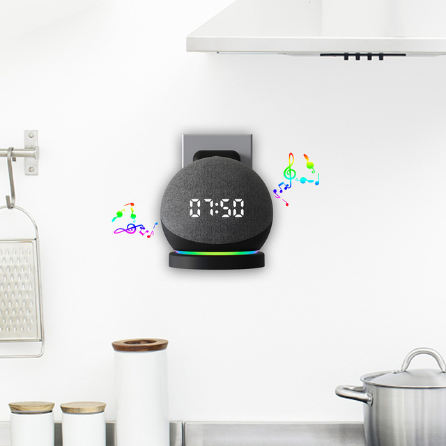 FIBEPRO Plastic Black White Binding Post Outlet Wall Mount Holder Stand Shelf Accessories for Alexa Echo Dot 4th/5th Gen Speaker