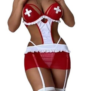 Nuevo conjunto de lencería sexy estilo europeo y americano, uniforme de enfermera para juegos de rol, de una pieza, para dropshipping. - Product Image 4