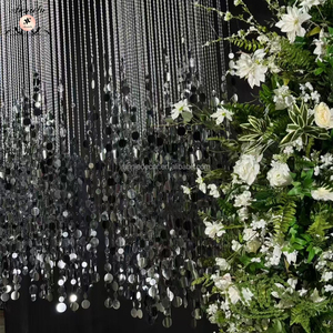 Moderna Tenda a Fili con Paillettes <span class=keywords><strong>Argento</strong></span> <span class=keywords><strong>e</strong></span> <span class=keywords><strong>Oro</strong></span> Personalizzata Lunga Drappeggio Decorazione per Sfondo Eventi Matrimoni <span class=keywords><strong>e</strong></span> Sale Ricevimento - Product Image 5