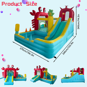 Vente en gros de château gonflable aquatique sur le thème de la mer en tissu Oxford <span class=keywords><strong>avec</strong></span> <span class=keywords><strong>toboggan</strong></span>, <span class=keywords><strong>piscine</strong></span> à jets d'eau, jouet d'été pour enfants dans la cour - Product Image 6