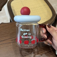 Taza de Vidrio con Diseño de Dibujos Animados, Linda y Hermosa, de Alto Valor Estético, Ecológica, Resistente al Calor, Taza de Agua para el Hogar, Estilo Inglés Creativo