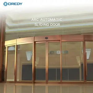 OREDY מעוקל זכוכית אוטומטי הזזה דלת מפעיל עם DC24V 100w Dunkermotoren