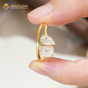 Goldleaf Custom Luxury 1/2/3 Cart D VVS1 Pear <b>Emerald</b> Cut Moissanite IGI Certified Claw Setting 14k Gold Plated Wedding <b>Ring</b> - Product Image 2