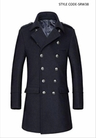 Manteau d'hiver pour homme en cuir véritable, coupe longue, style urbain, coupe-vent, mélange de laine, coupe classique, modèle le plus vendu