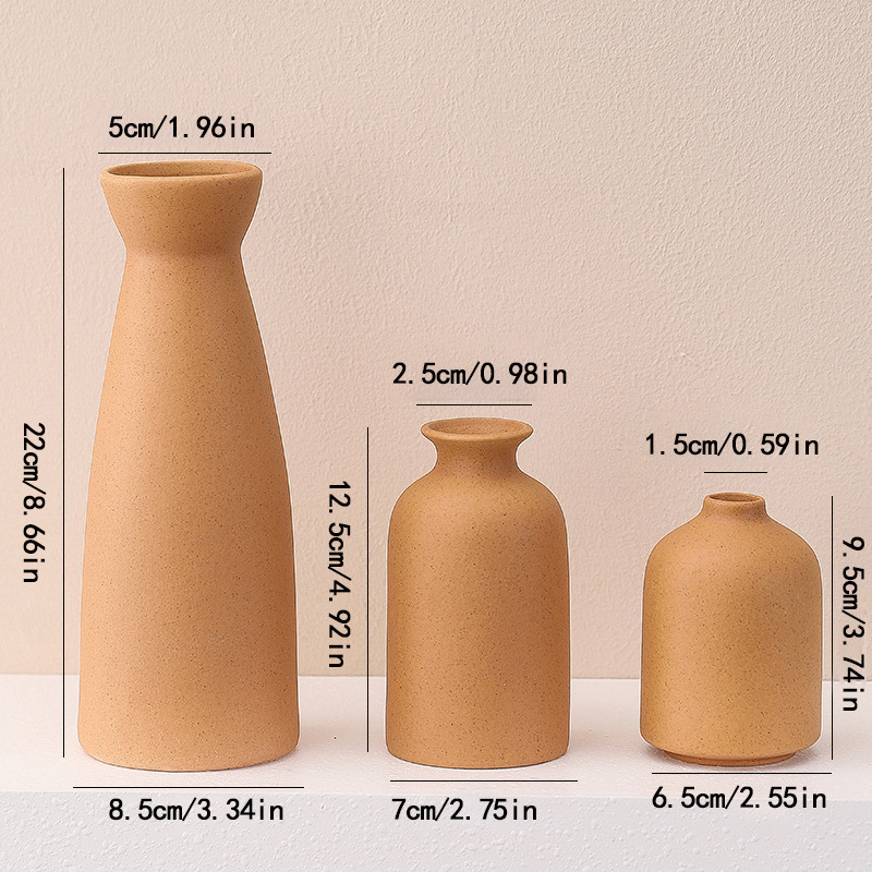 Ensemble de trois vases à pois marron-noir-rose love