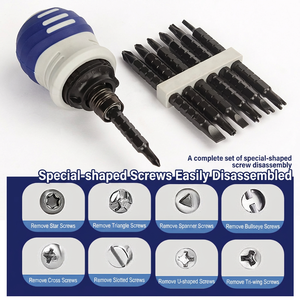Multifunctional Ratcheting <b>Screwdriver</b> Set With Interchangeable Bits Cross Phillips Head Plastic Handle Diy Tool - Product Image 5